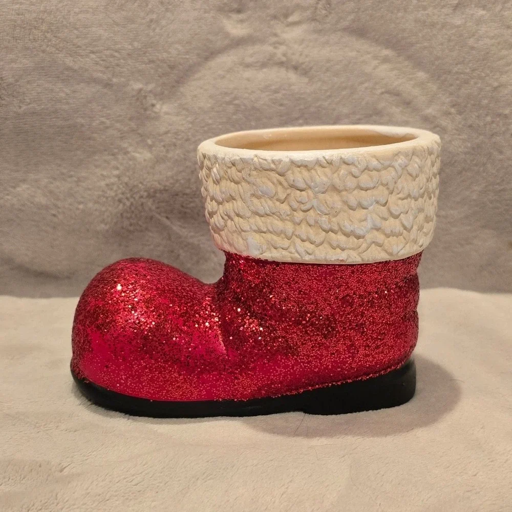 Vintage Ceramic Red Boot Sparkling Planter‎